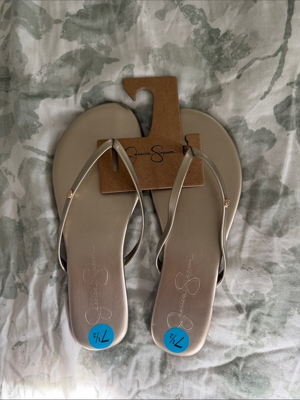 Jessica Simpson Metallic Taupe-Strap Flip Sandals